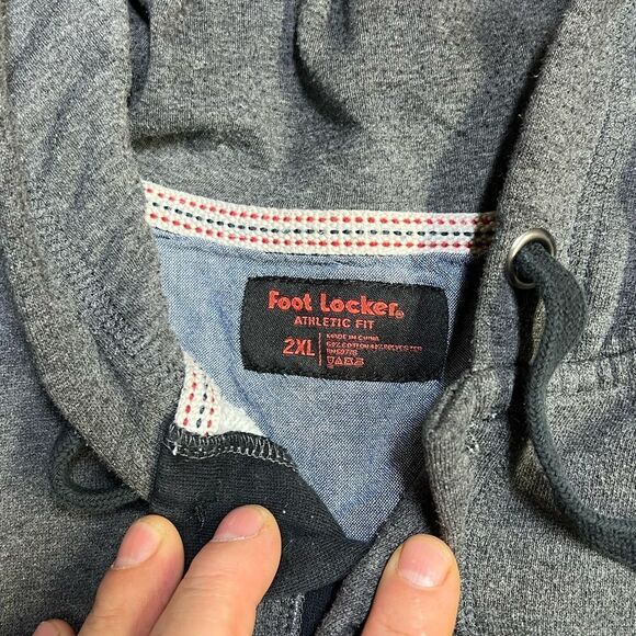 Vintage 90’s Y2K Foot Locker Men's 2XL Dark Gray Hoodie - Picture 3 of 7